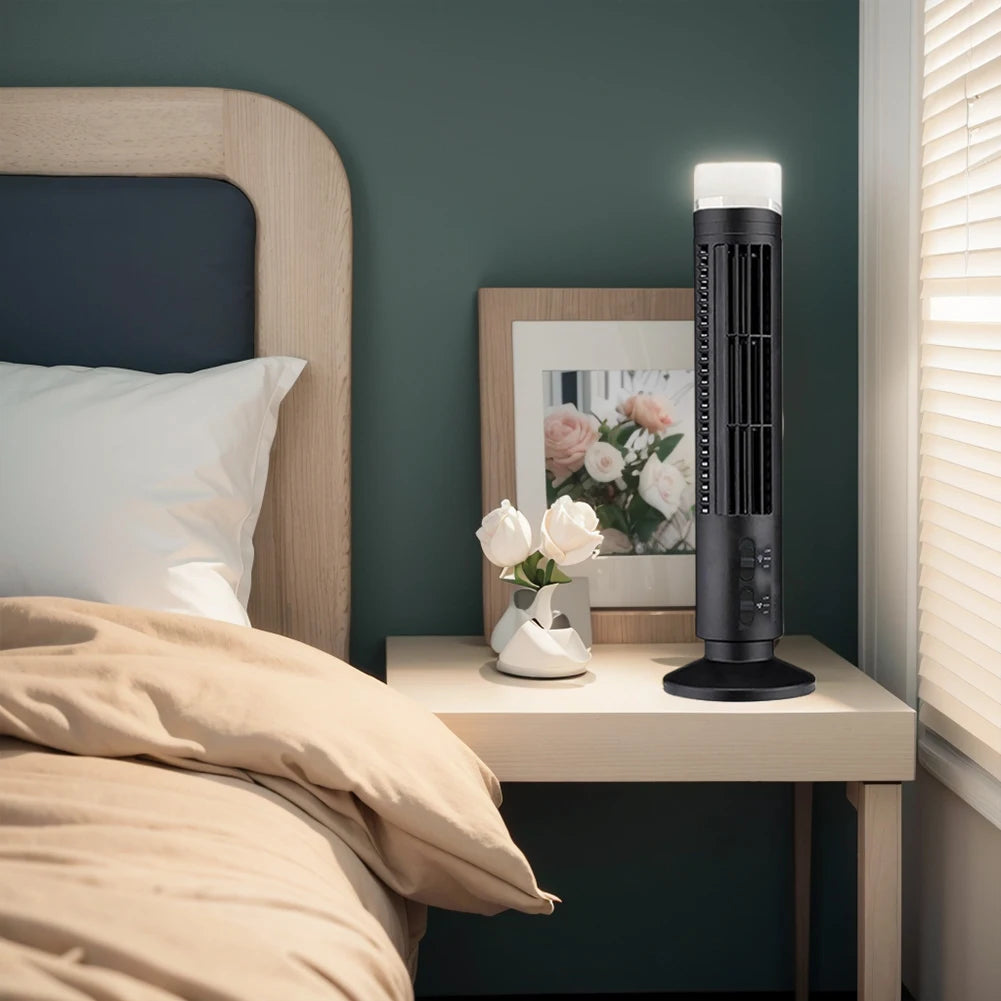 LED-Turmventilator Mini Vertikaler Klimaanlagen-Ventilator 2-Gang-Geschwindigkeit Blattloser Luftkühler Tragbarer Elektrischer Bodenventilator für Zuhause und Büro