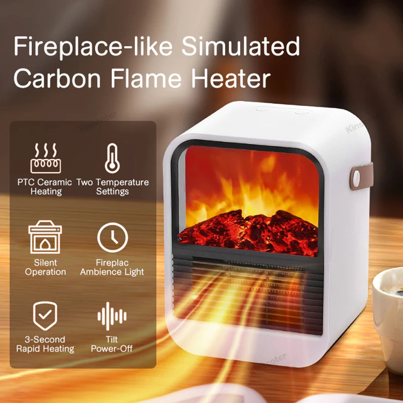 Kamin Elektrische Heizung Warmes Gebläse Ventilator Tragbare Desktop Haushalt Haushalt Heizung Ofen Heizkörper Flammenwärmer Maschine