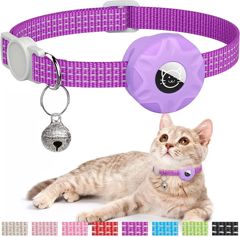 Airtag Katzenhalsband Positionierung Tracker Silikonhülle Dreidraht Reflektierende Tasche Glocke Hund Haustier