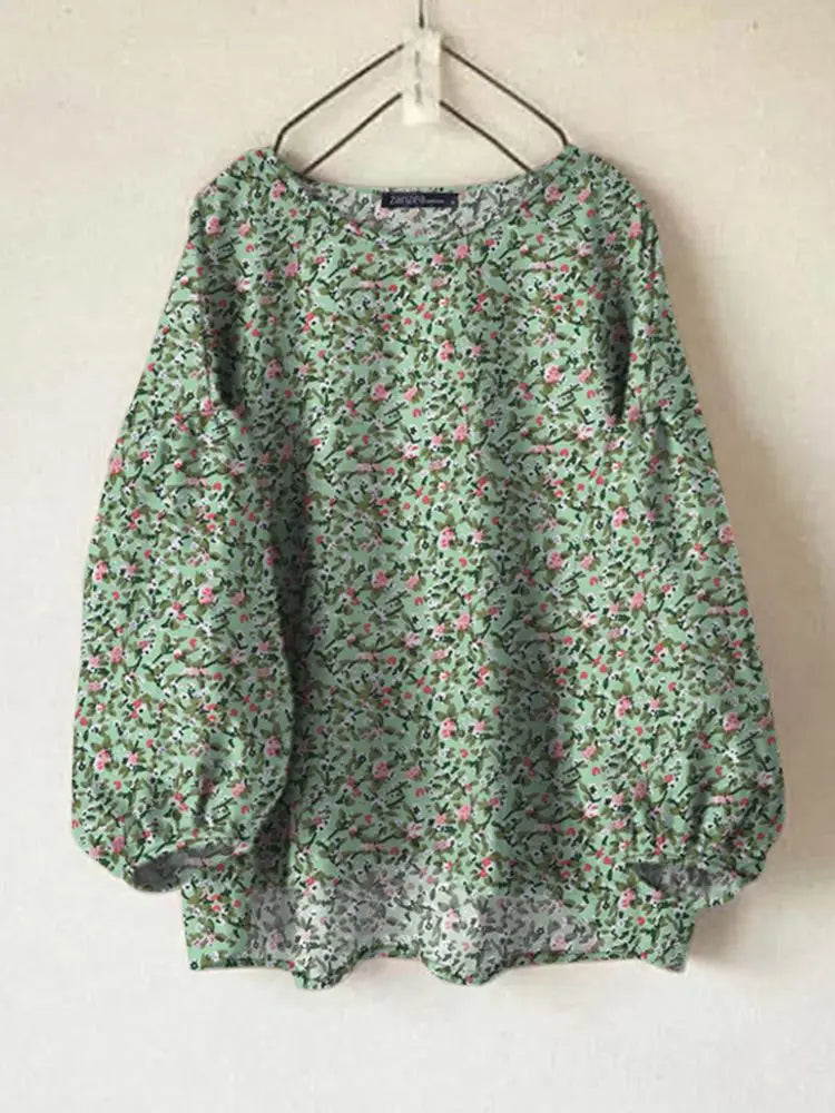 2024 Zanzea Herbst Frühling Blusen Frauen elegante Langarm Arbeits hemd Bohemian o Hals lose Blusas Frau Blumen bedruckte Tops