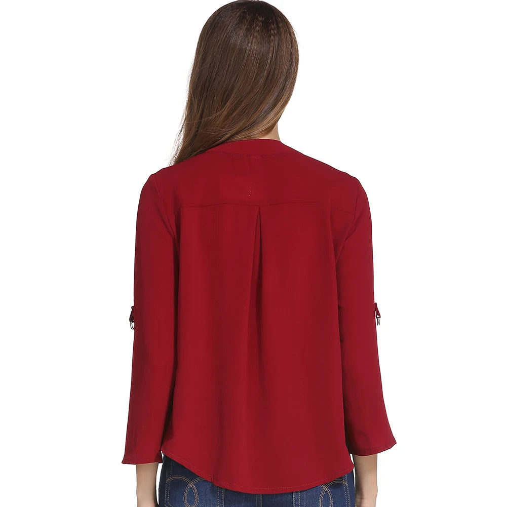 Übergrößen-Bluse Damenkleidung Langarm-Hemd Chiffon-Bluse Damen-Oberteil