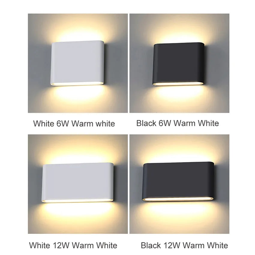 Moderne wasserdichte 12W LED-Wandleuchte für den Außenbereich, IP65, Aluminium, nach oben und unten, Wandleuchte, Garten, Veranda, Wandleuchte, Dekoration, Licht 110V, 220V
