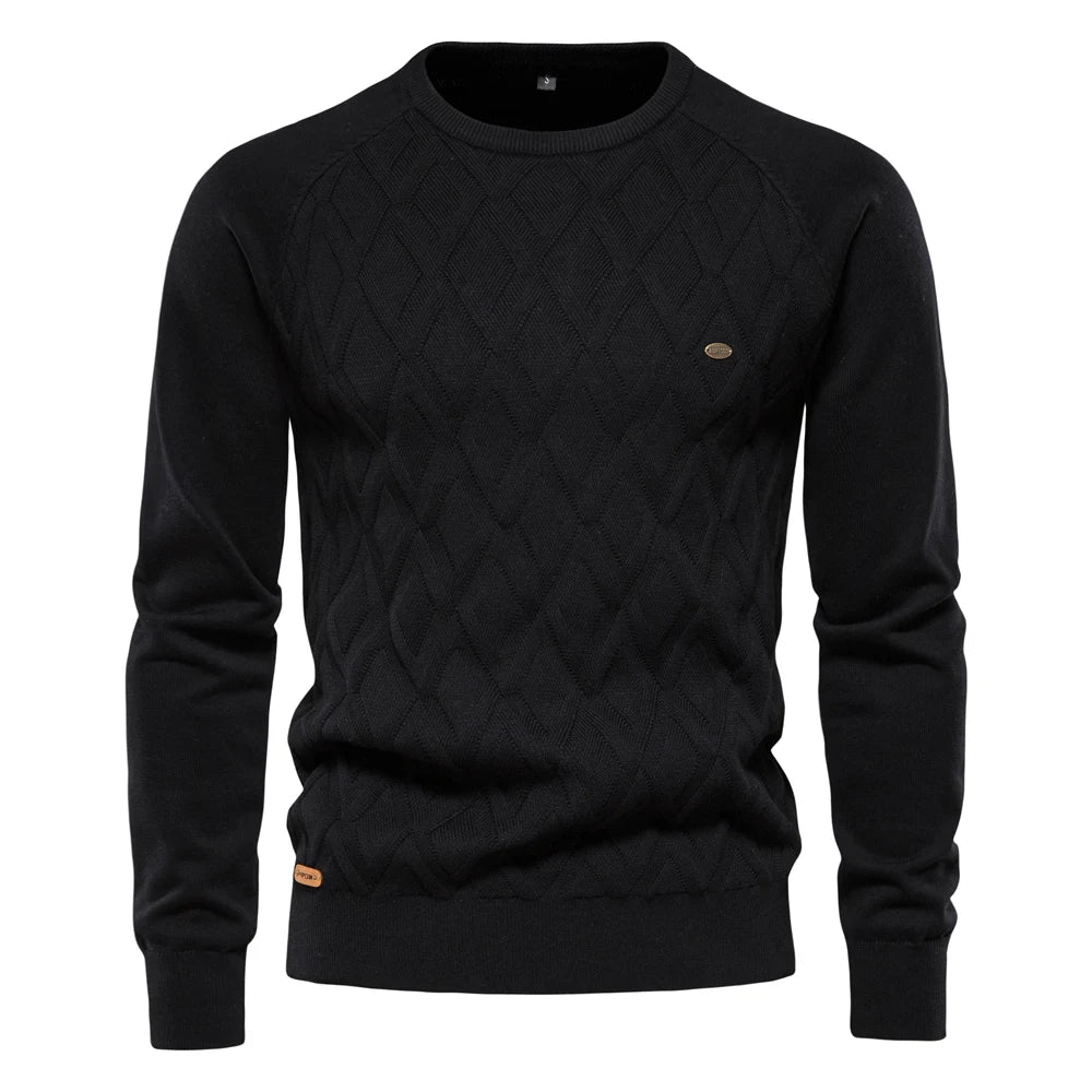 AIOPESON Argyle Grund Männer Pullover Einfarbig Oansatz langarm Gestrickte Männliche Pullover Winter Mode Neue Warme Pullover für Männer